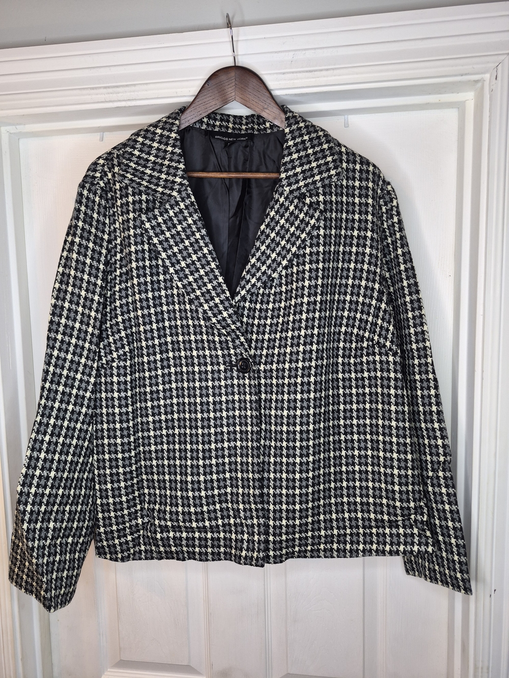 Briggs New York Black & White Houndstooth Women's Jacket 2x